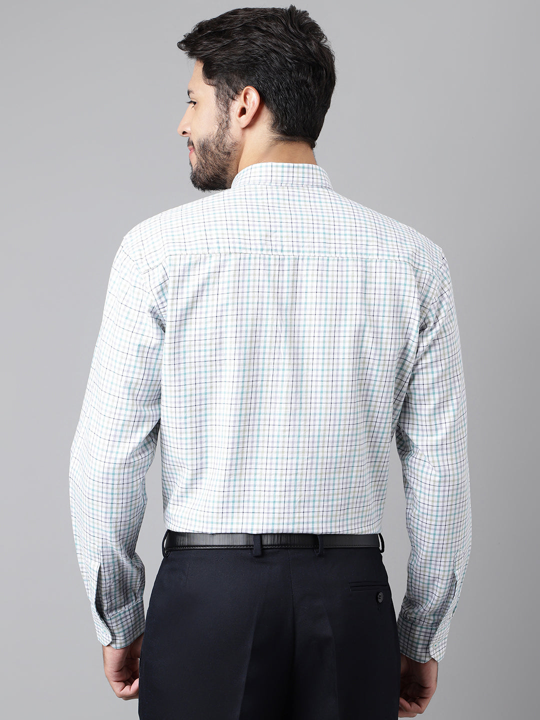 SKY BLUE & WHITE SMALL TWILL CHECKS COTTON SHIRT