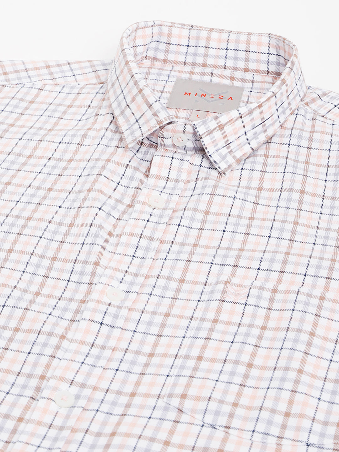 LIGHT PINK & WHITE SMALL TWILL CHECKS COTTON SHIRT