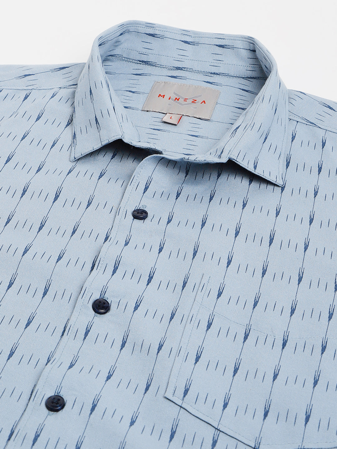 SKY BLUE SMALL & LONG LINING COTTON PRINTED HALF SLEEVE SHIRT