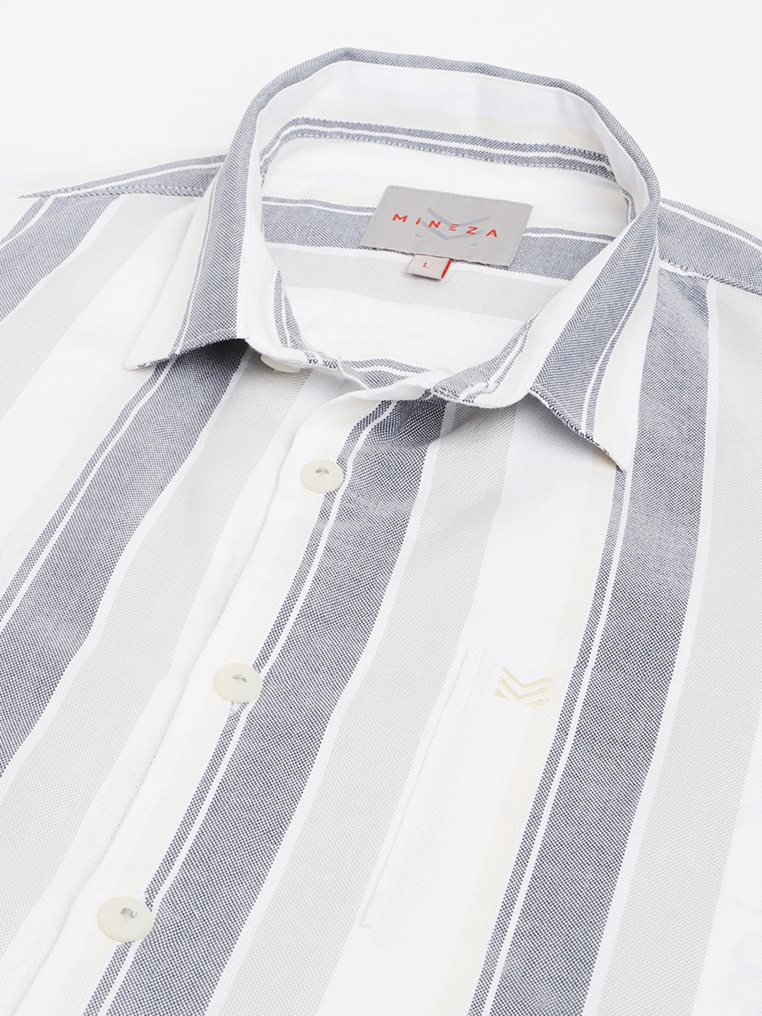 WHITE WITH BLACK BROAD STRIPE OXFORD COTTON SHIRT