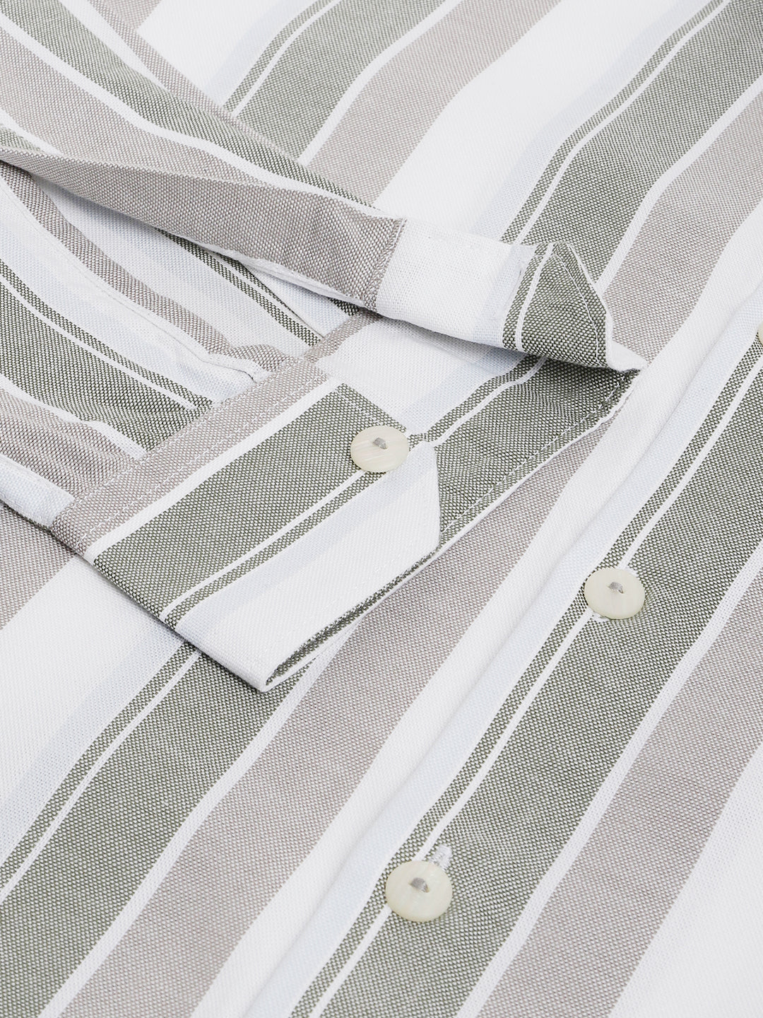 WHITE WITH GREY BROAD STRIPE OXFORD COTTON SHIRT