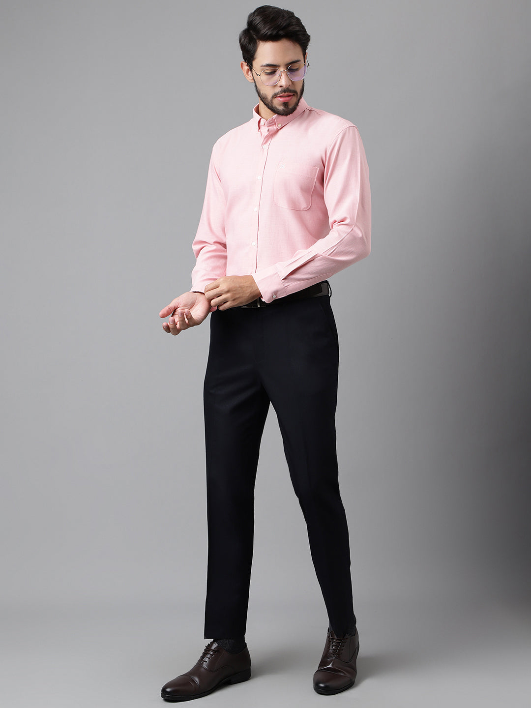 PINK COTTON SLUB WITH LYCRA SOLID SHIRT