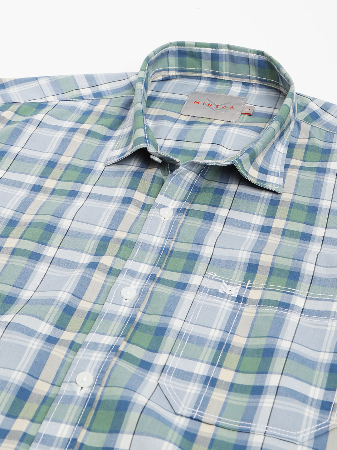 SKY BLUE WITH WHITE POPLIN CHECKS PREMIUM COTTON SHIRT