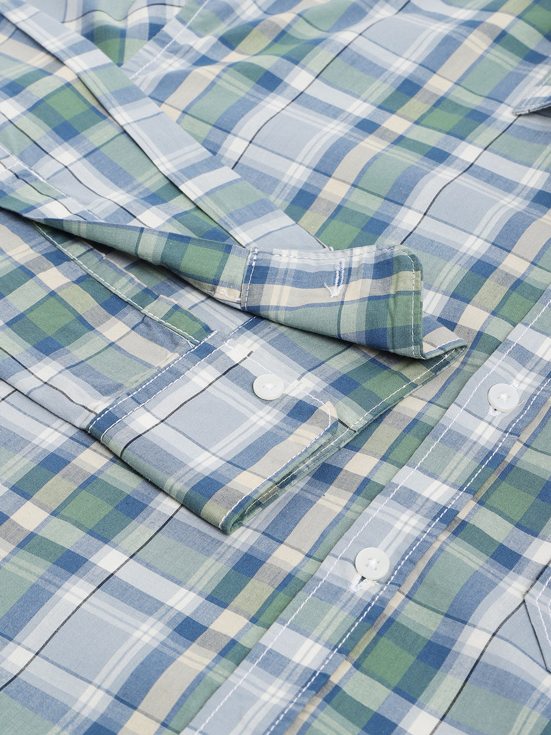 SKY BLUE WITH WHITE POPLIN CHECKS PREMIUM COTTON SHIRT