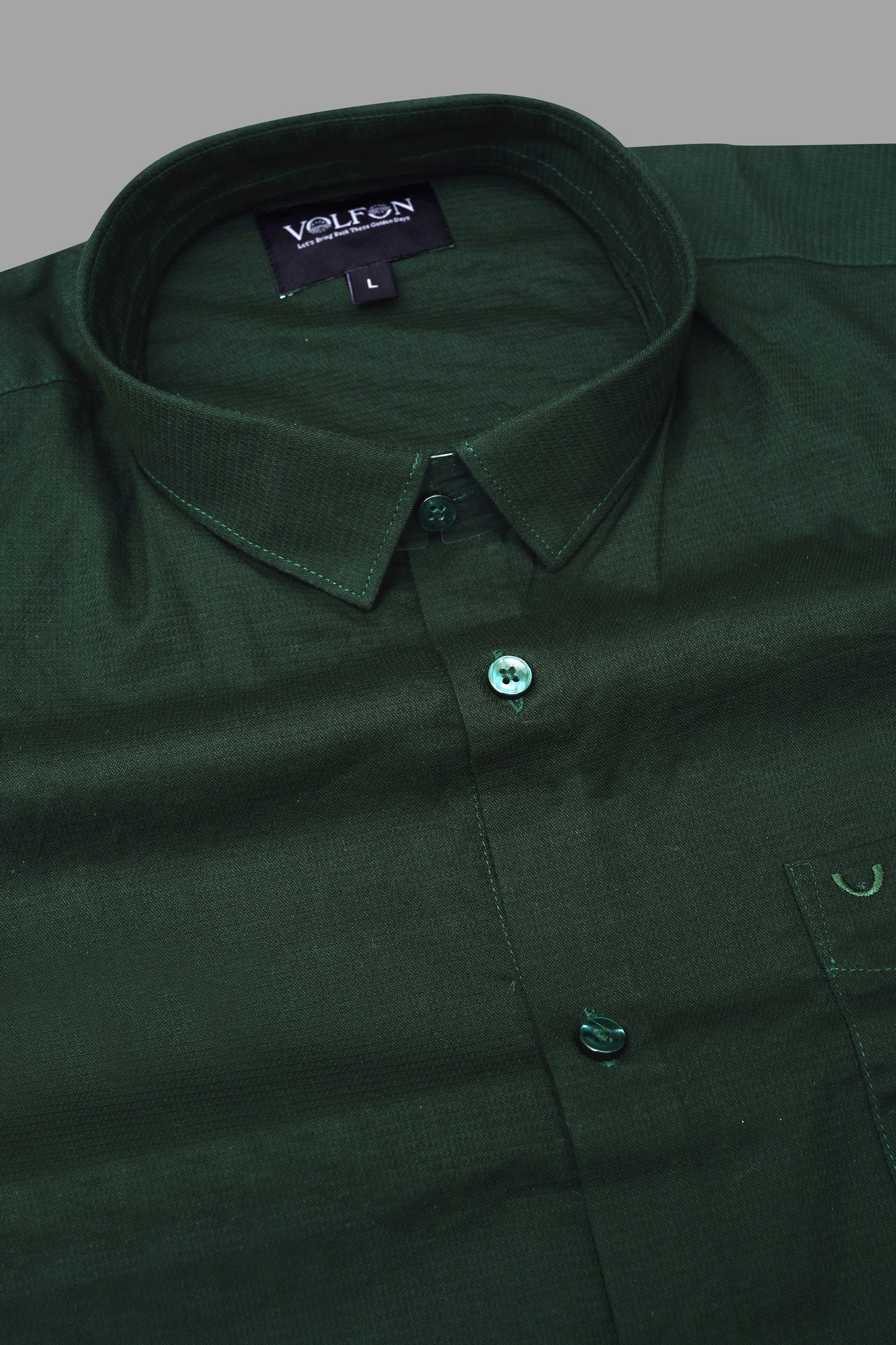 GREEN DOBBY SOLID COTTON FORMAL SHIRT