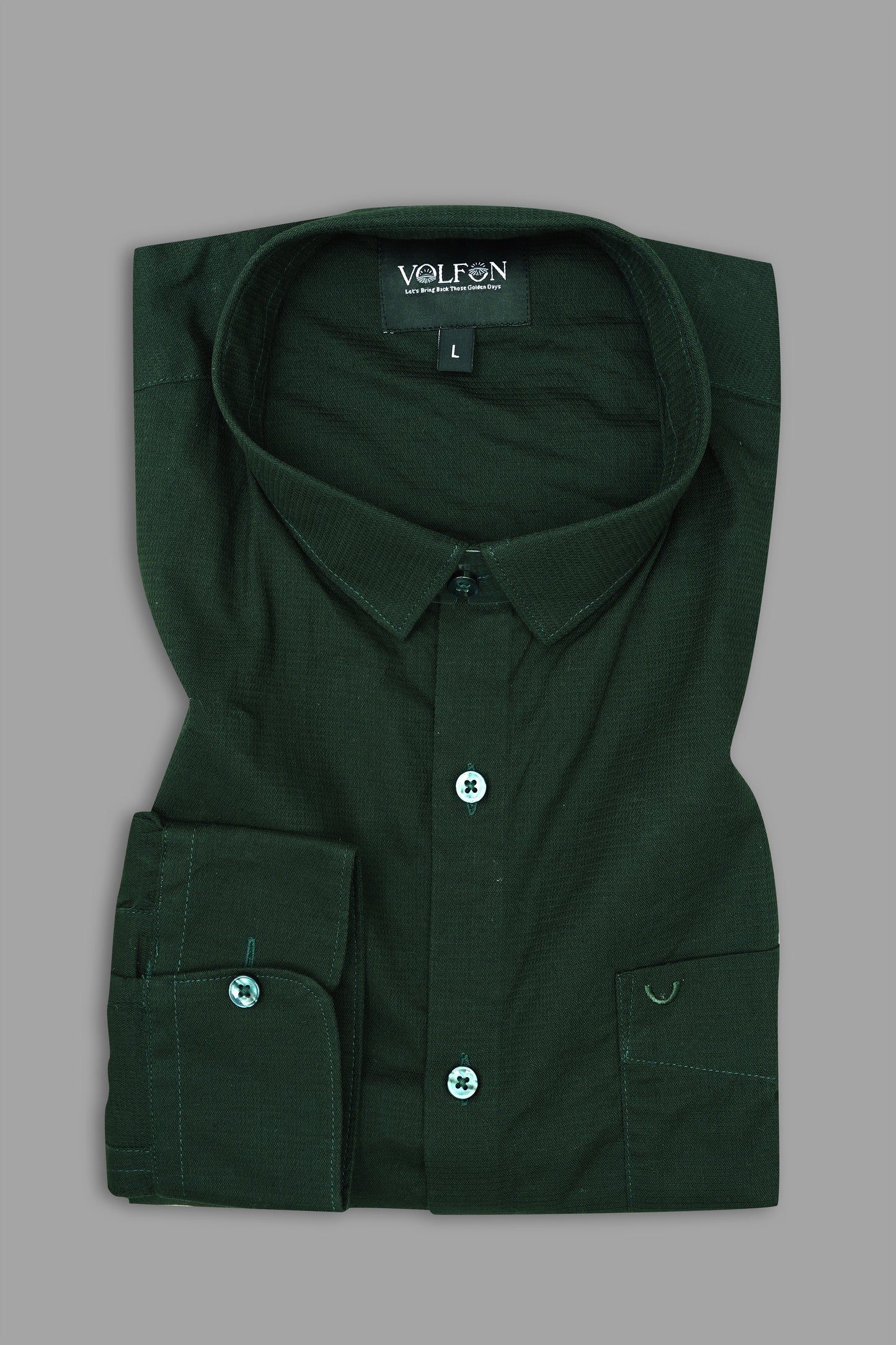 GREEN DOBBY SOLID COTTON FORMAL SHIRT