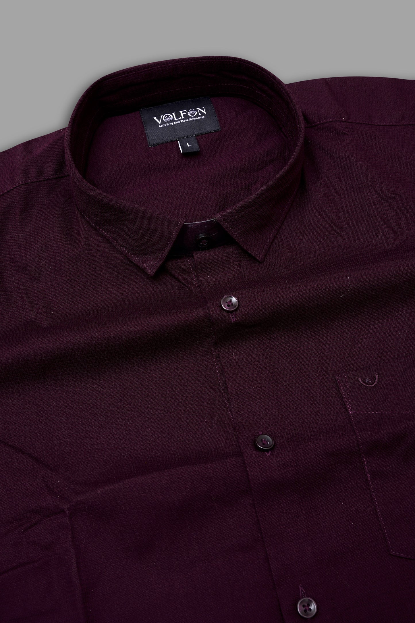 MAROON DOBBY SOLID COTTON FORMAL SHIRT