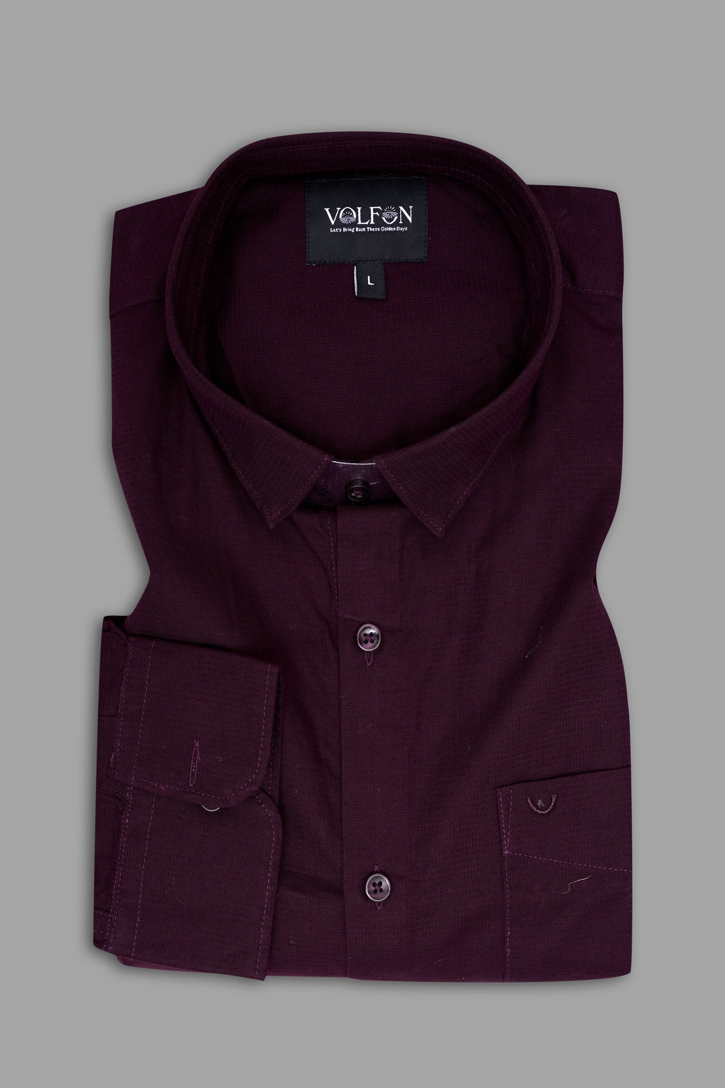 MAROON DOBBY SOLID COTTON FORMAL SHIRT