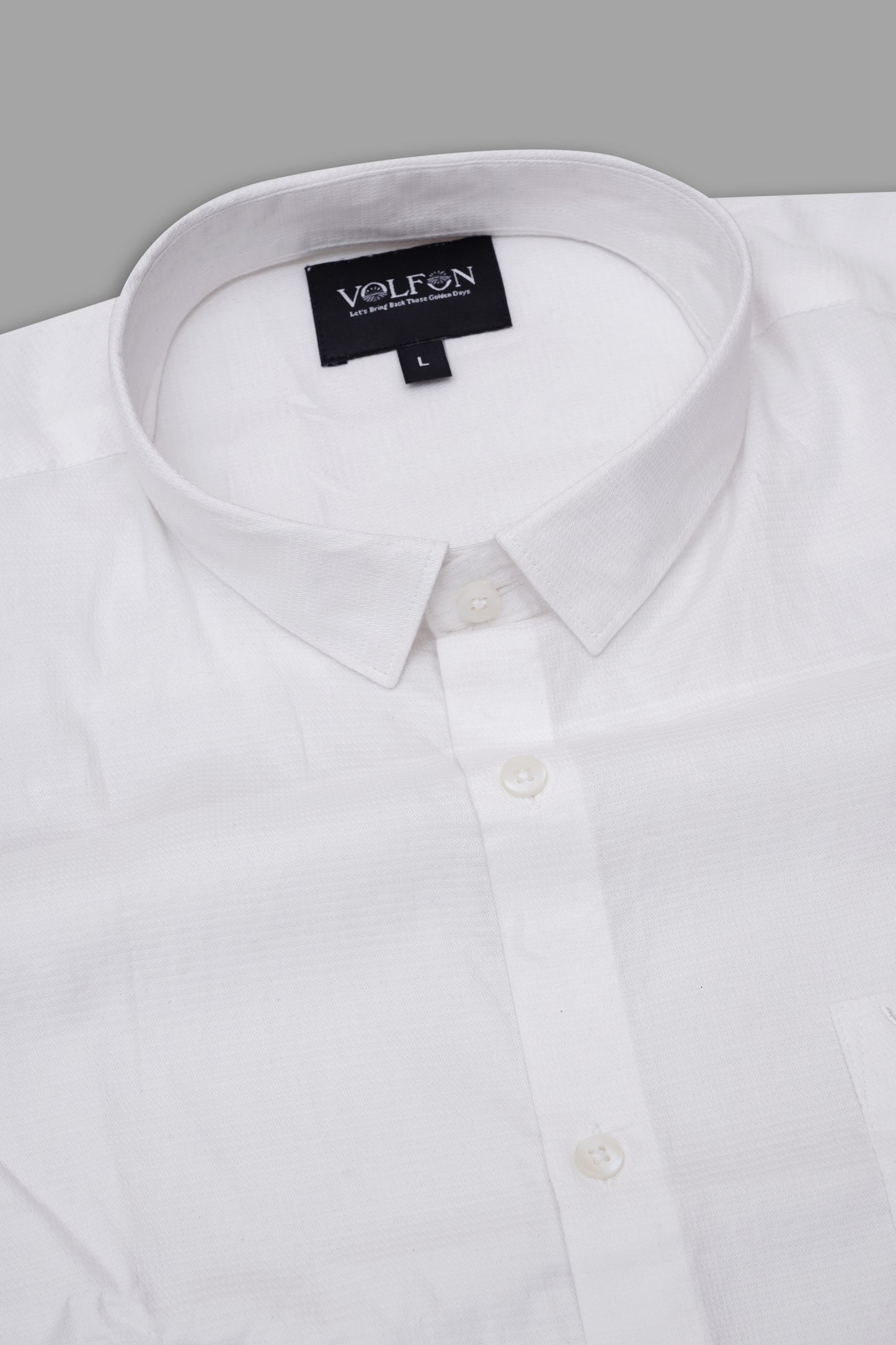 WHITE DOBBY SOLID COTTON FORMAL SHIRT