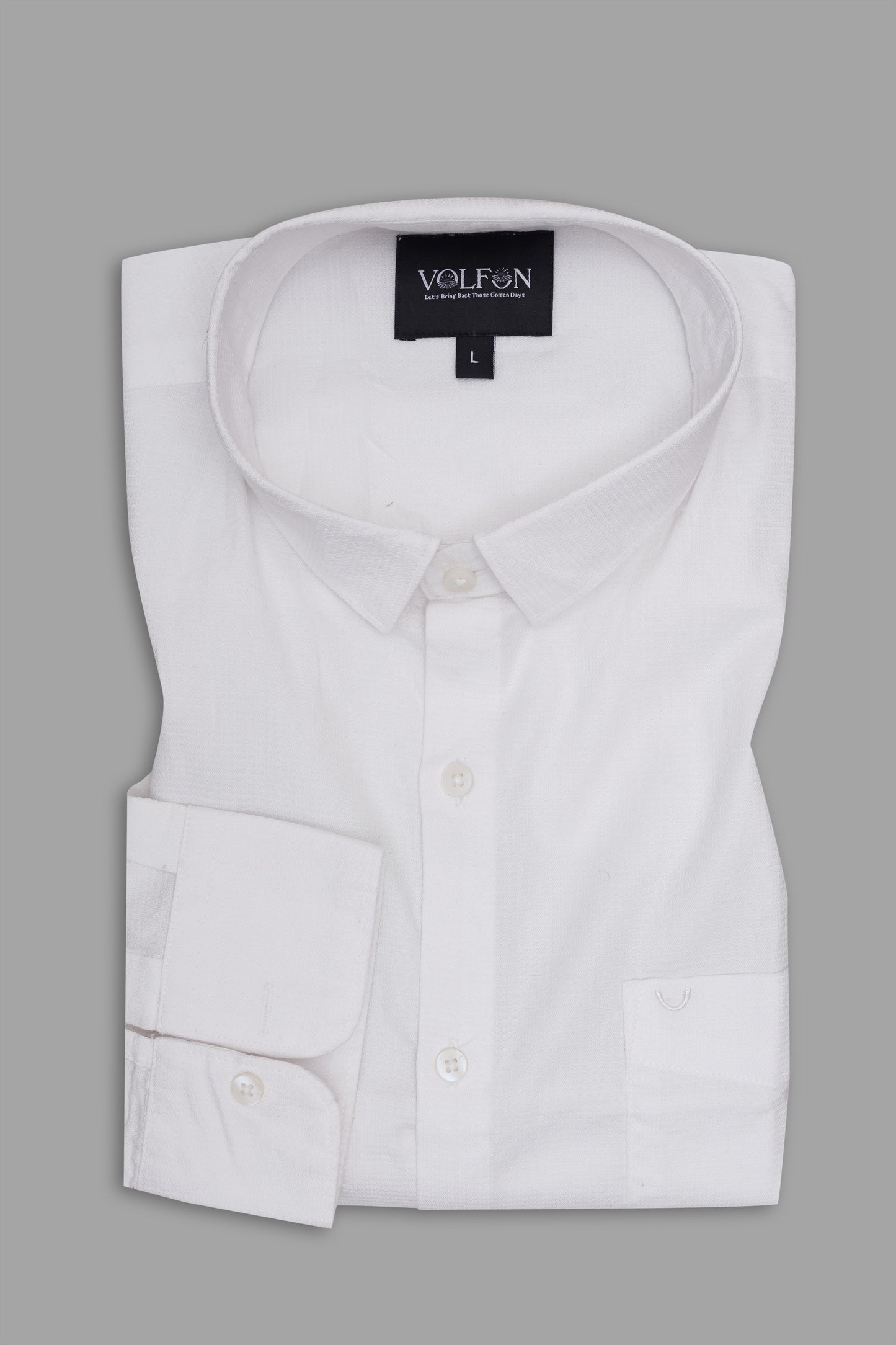 WHITE DOBBY SOLID COTTON FORMAL SHIRT