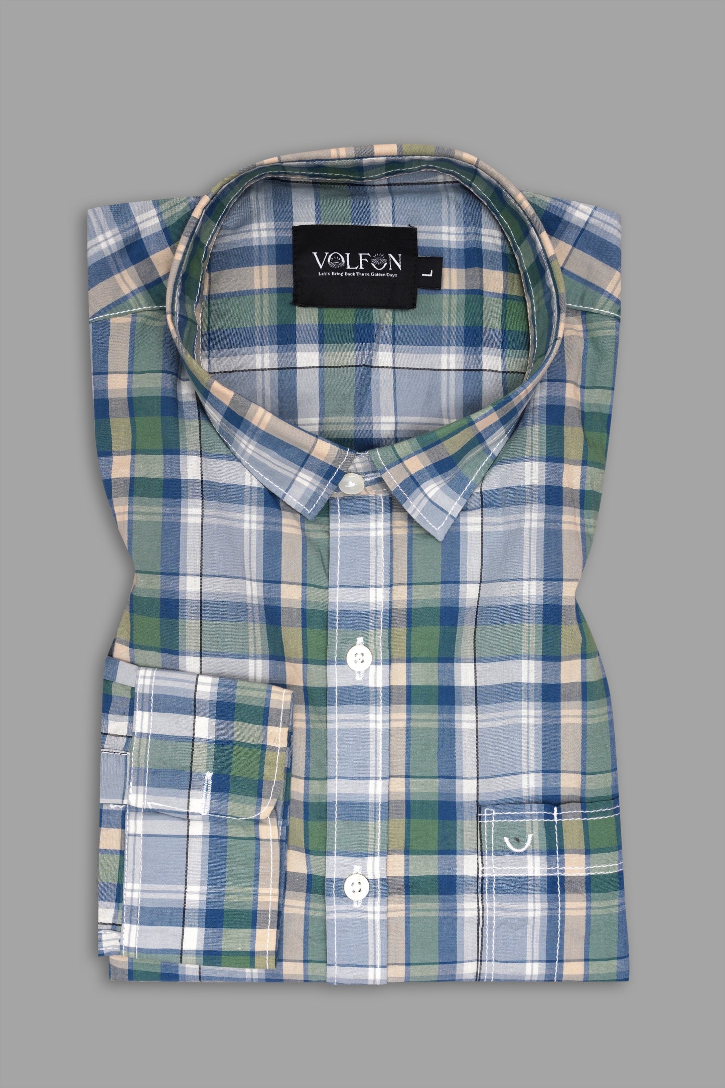 SKY BLUE WITH WHITE POPLIN CHECKS PREMIUM COTTON SHIRT