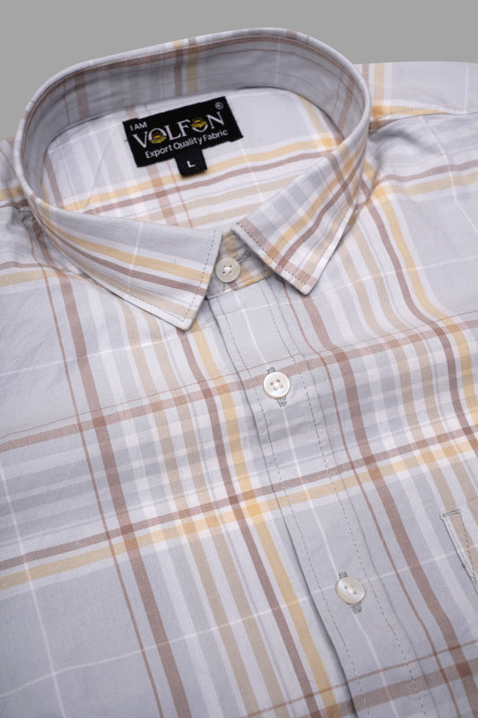 SKY BLUE WITH MULTICOLORED POPLIN CHECKS PREMIUM COTTON SHIRT