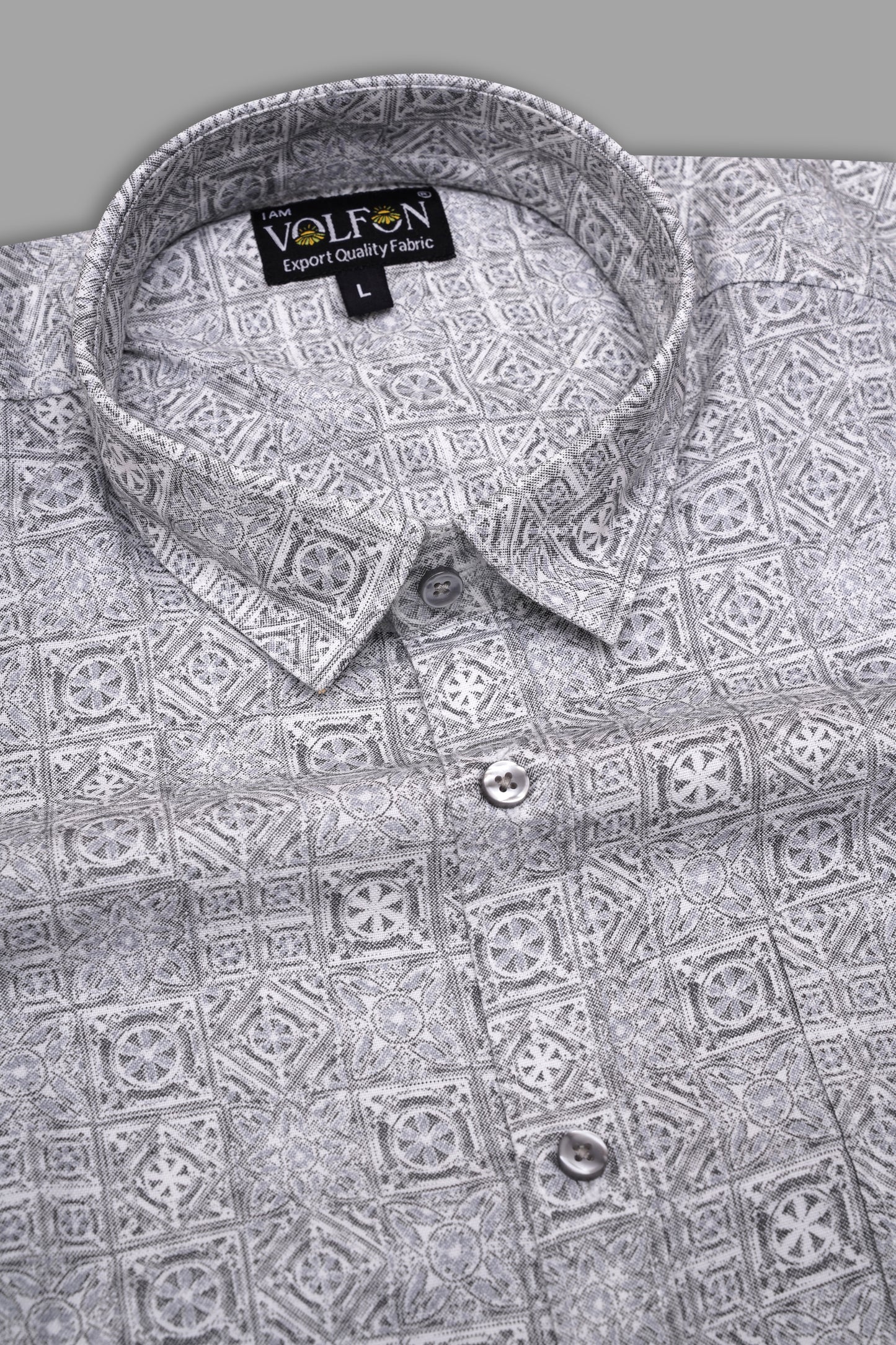 WHITE WITH BLACK GRAPHICAL PRINT COTTON LINEN SHIRT