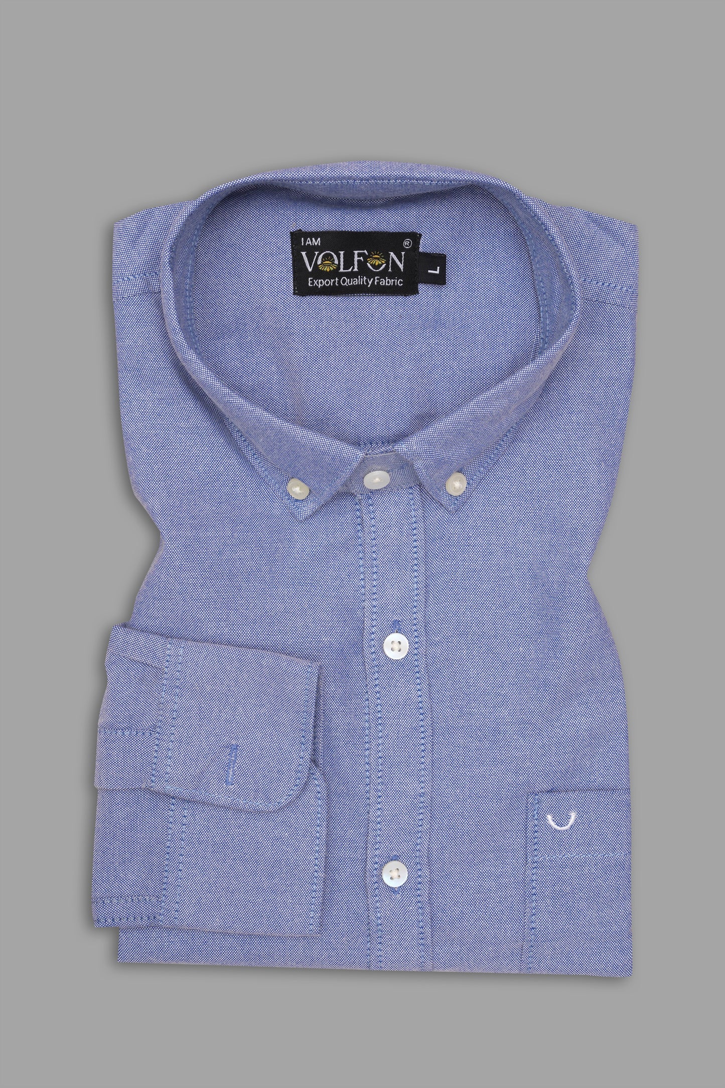 LIGHT BLUE COTTON SLUB WITH LYCRA SOLID SHIRT