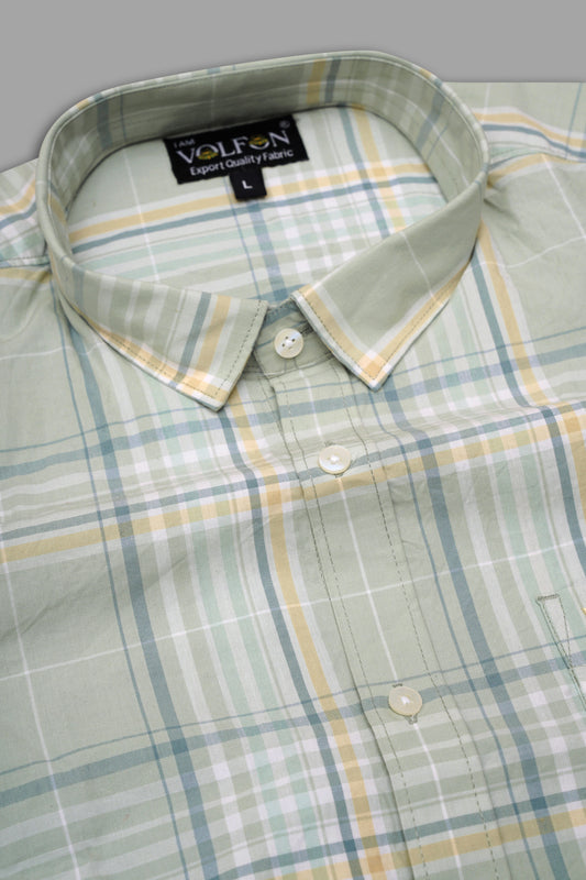 LIGHT GREY WITH MULTICOLORED POPLIN CHECKS PREMIUM COTTON SHIRT