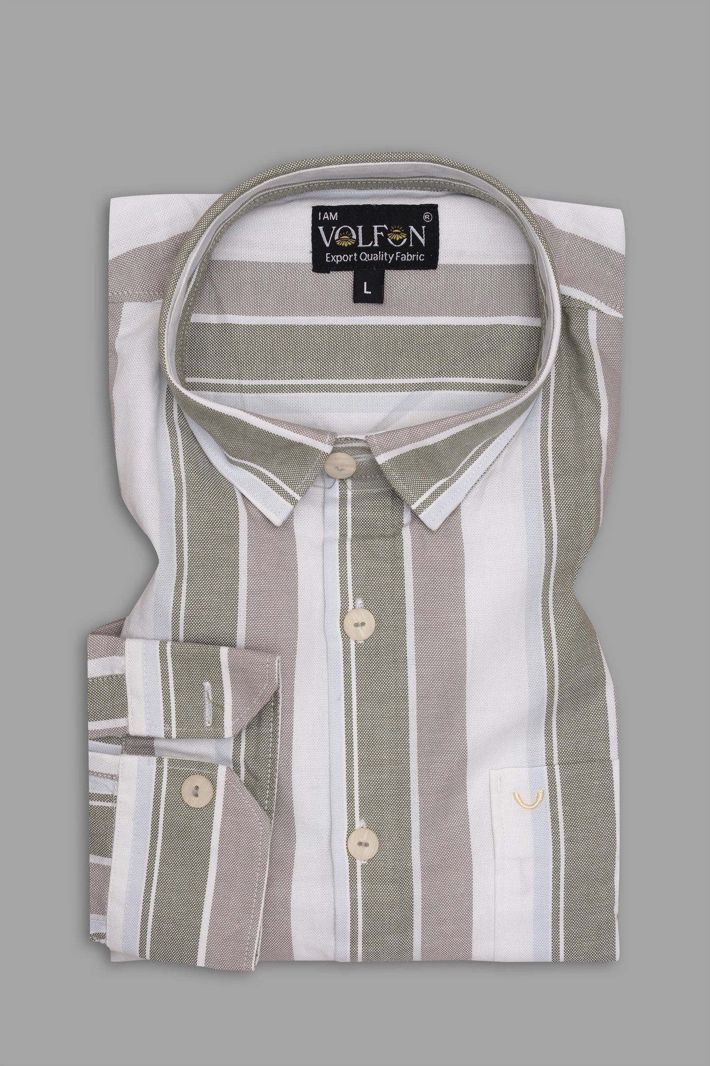 WHITE WITH GREY BROAD STRIPE OXFORD COTTON SHIRT