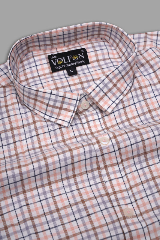 LIGHT PINK & WHITE SMALL TWILL CHECKS COTTON SHIRT