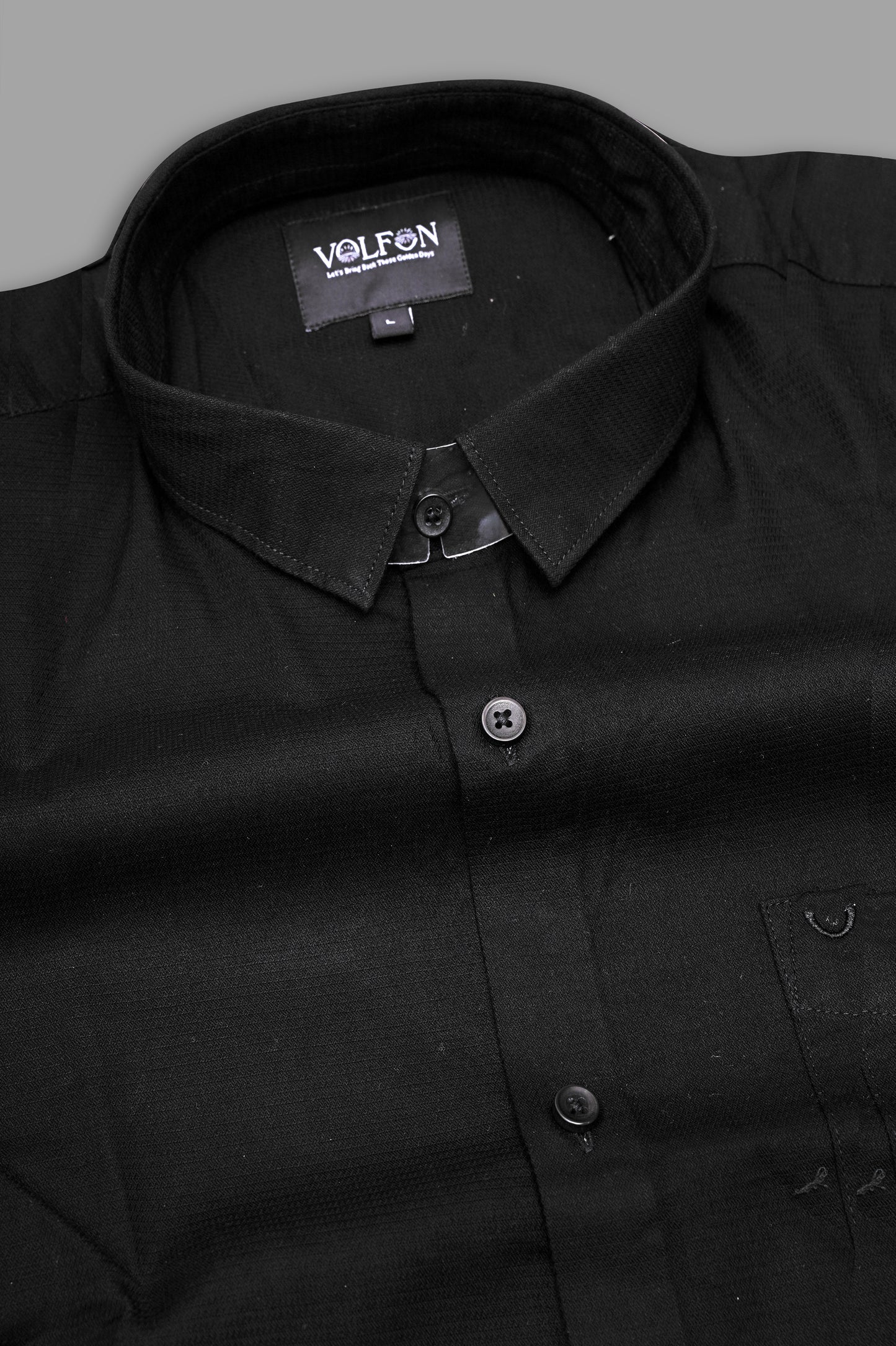 BLACK DOBBY SOLID COTTON FORMAL SHIRT